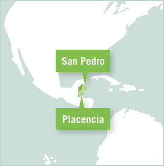 Carte des missions de volontariat au Belize