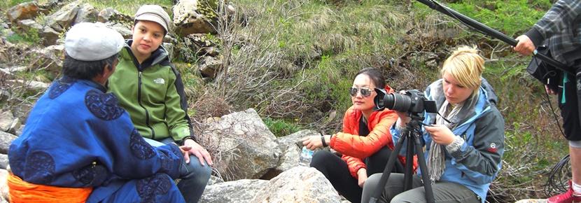 A local man is interviewed by a team of Projects Abroad interns at a Journalism internship abroad. A local man is interviewed by a team of Projects Abroad interns at a Journalism internship abroad.