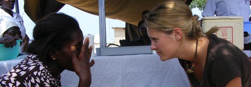 A student pursuing her medical elective abroad treats a patient during a medical outreach abroad. A student pursuing her medical elective abroad treats a patient during a medical outreach abroad.