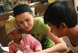 Cambodia A professional occupational therapy volunteer works with children at her placement in Cambodia.